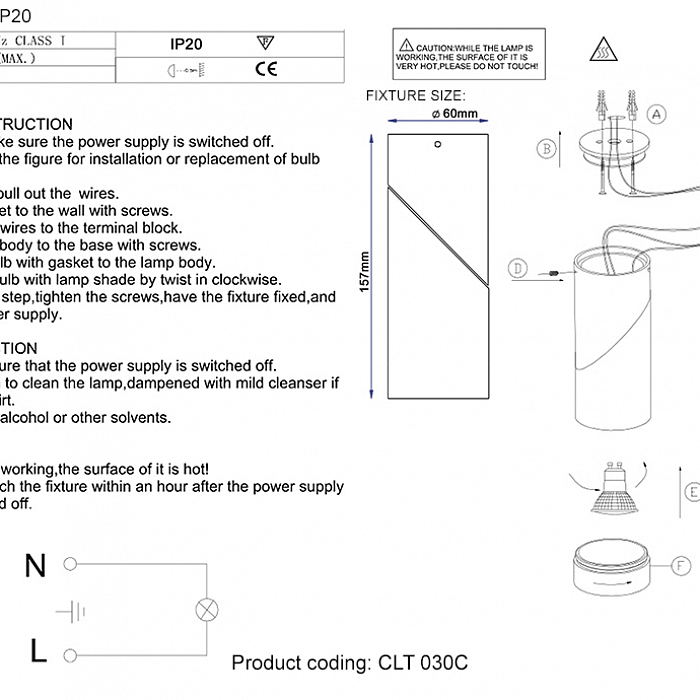 Светильник Crystal Lux CLT 030C BL